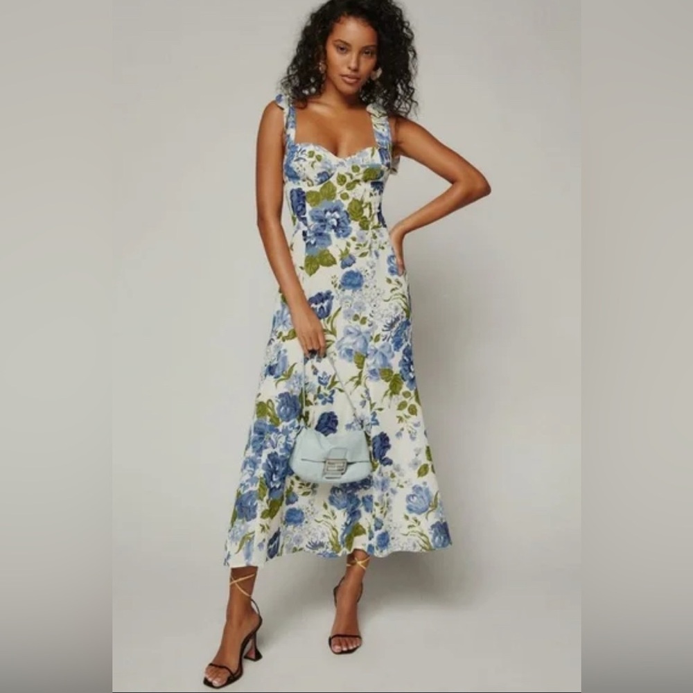 Floral Blue and Green Women's Dress